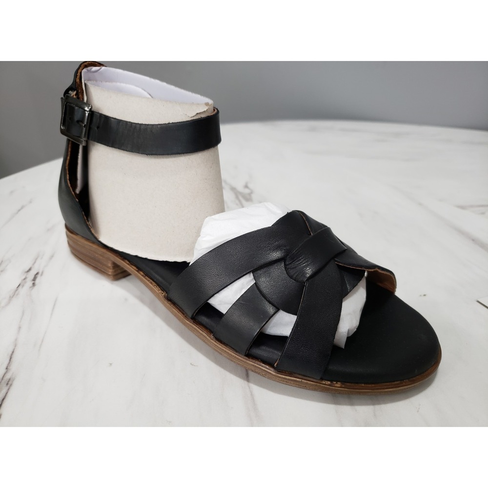 EURO 38 NEW US SIZE 8 - 7.5 Miz Mooz Dakota Leather Strappy‎ Ankle Sandal Black